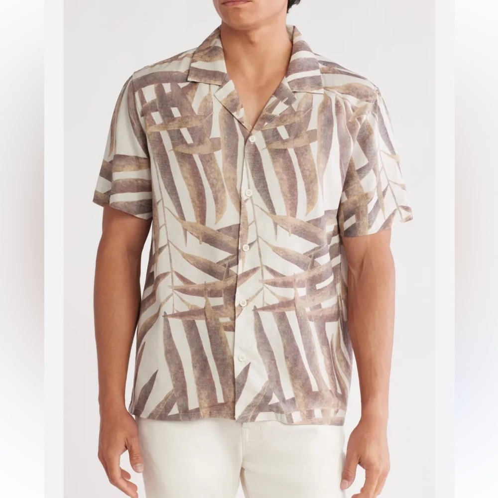 Jason Wu Palm Print Camp Shirt Linen Blend Size Small Button Down NWT $78